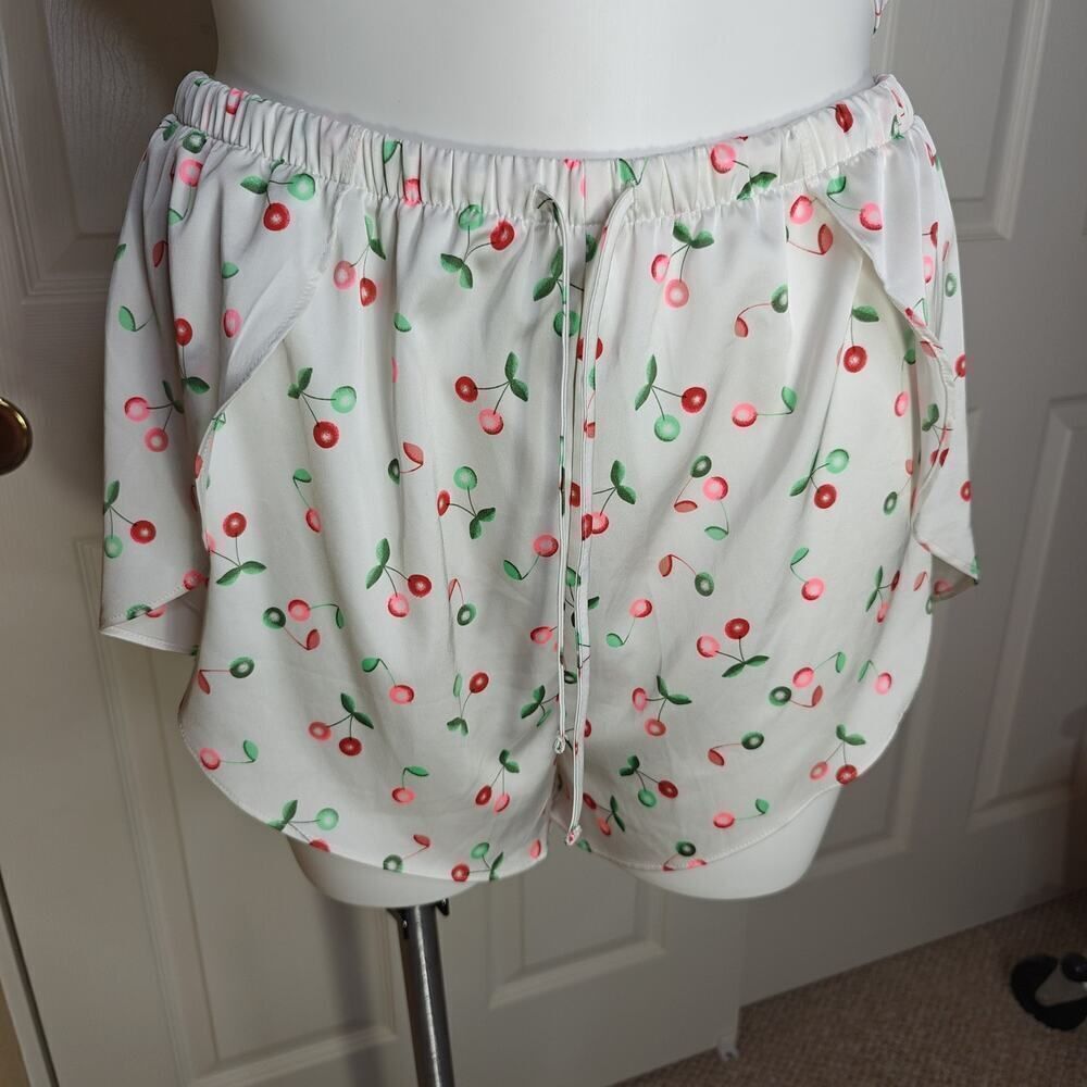 Colsie white cherry satin pajama tank short set sz L - Picture 5 of 14